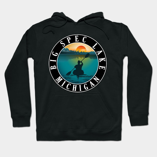 Big Spec Lake Kayaking Michigan Sunset Hoodie by BirdsEyeWorks